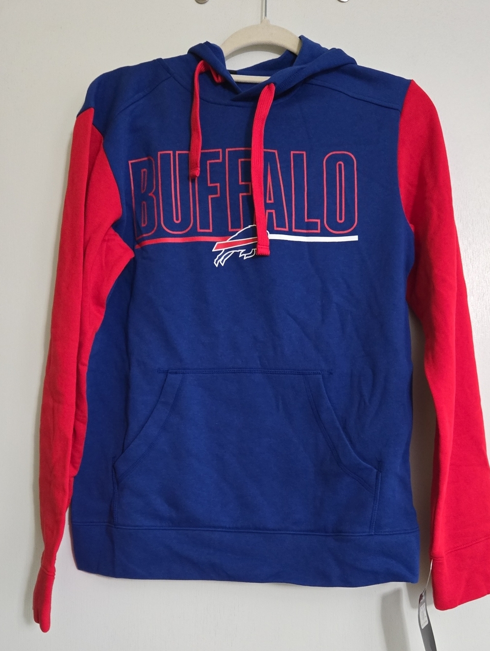 Buffalo Bills Nfl Hoodie with Red Sleeves and Red Drawstrings